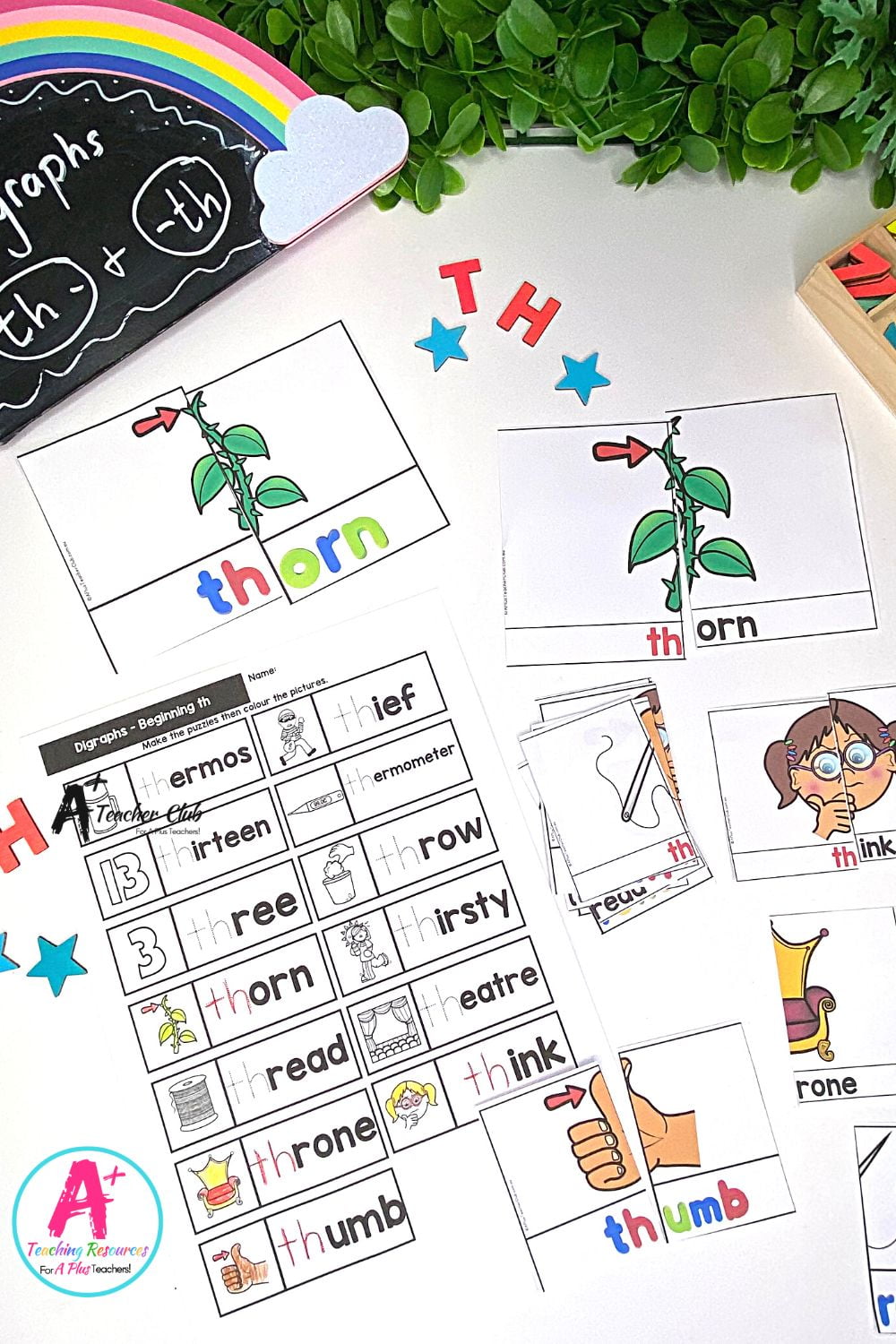 Initial th Digraph Activities 2 Piece Colour Puzzles