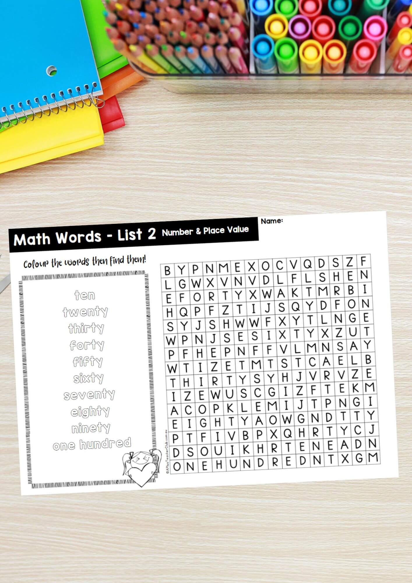 Year 1 Math Vocab Wordsearch Number & Place Value List 2