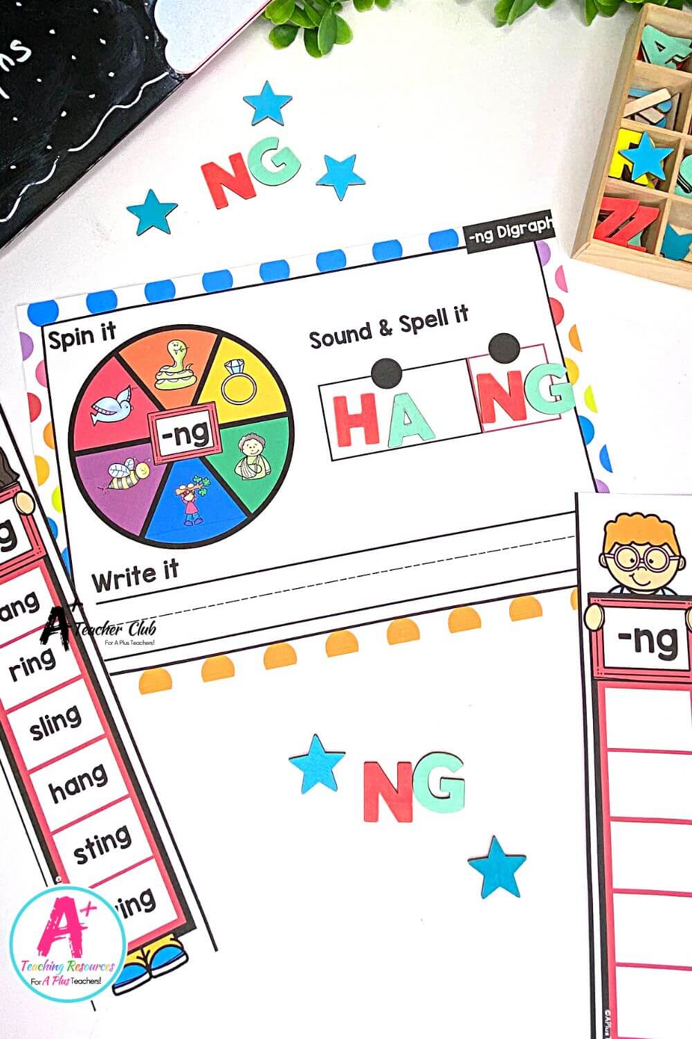 ng Vowel Digraph Activities Spin & Spell