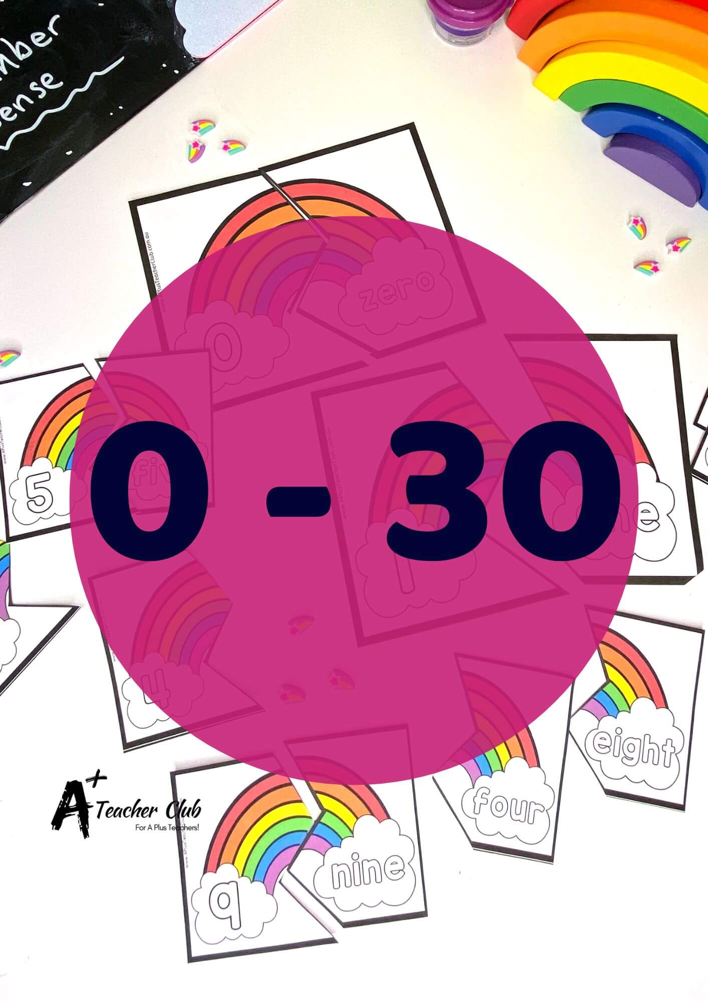 Rainbow Number Sense Puzzles 0-30 Number Names