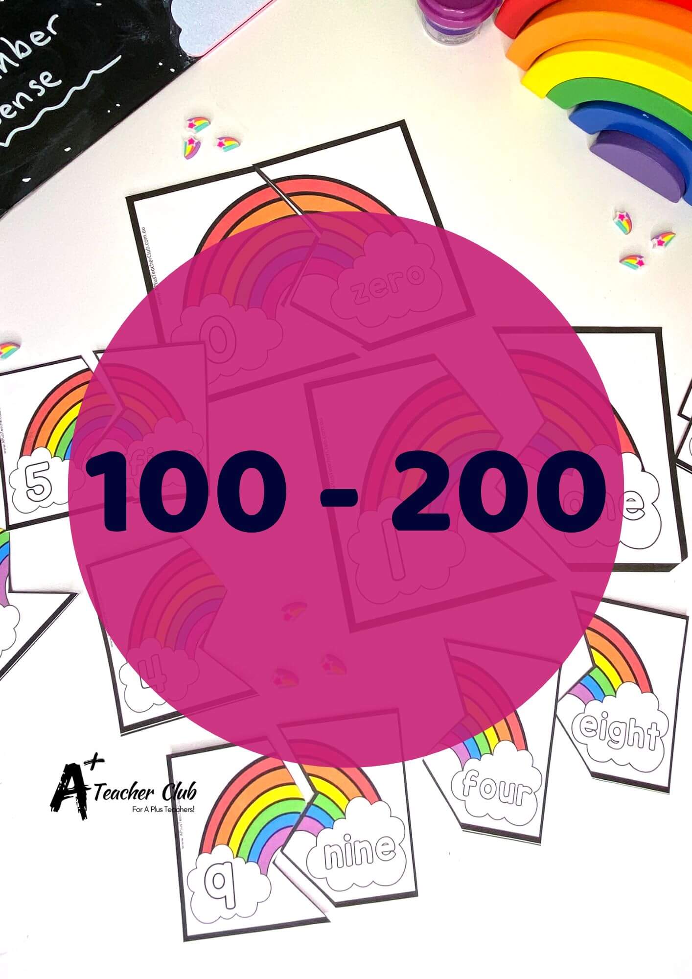 Rainbow Number Sense Puzzles 100-200 Number Names