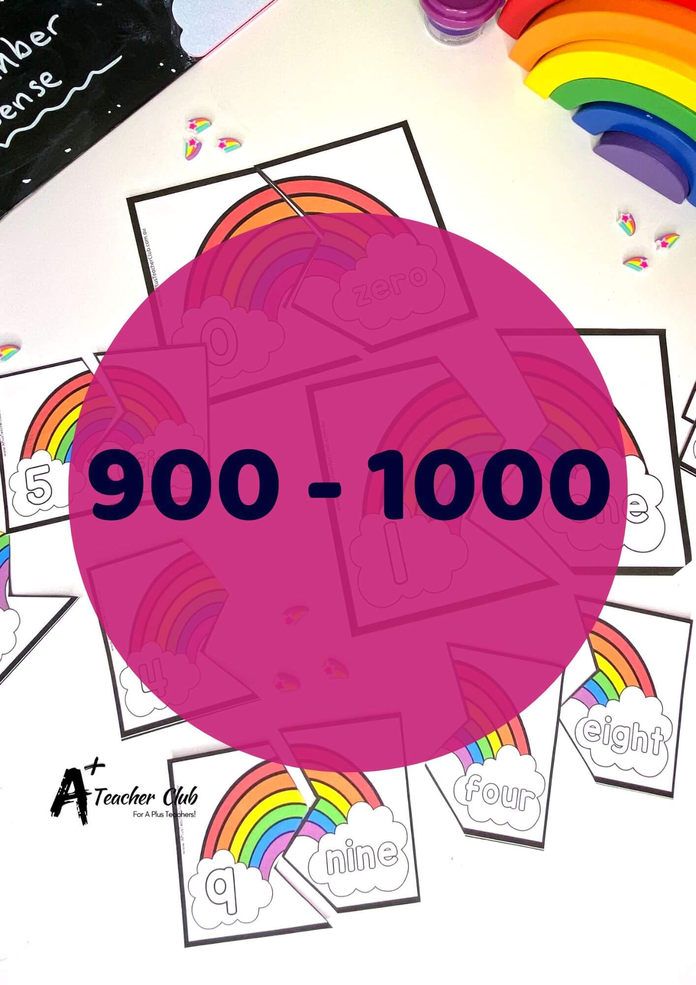Rainbow Number Sense Puzzles 900-1000 Number Names