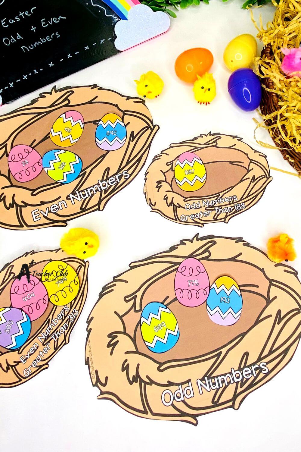 Easter Maths Eggs & Nests Odd & Even Number Sort