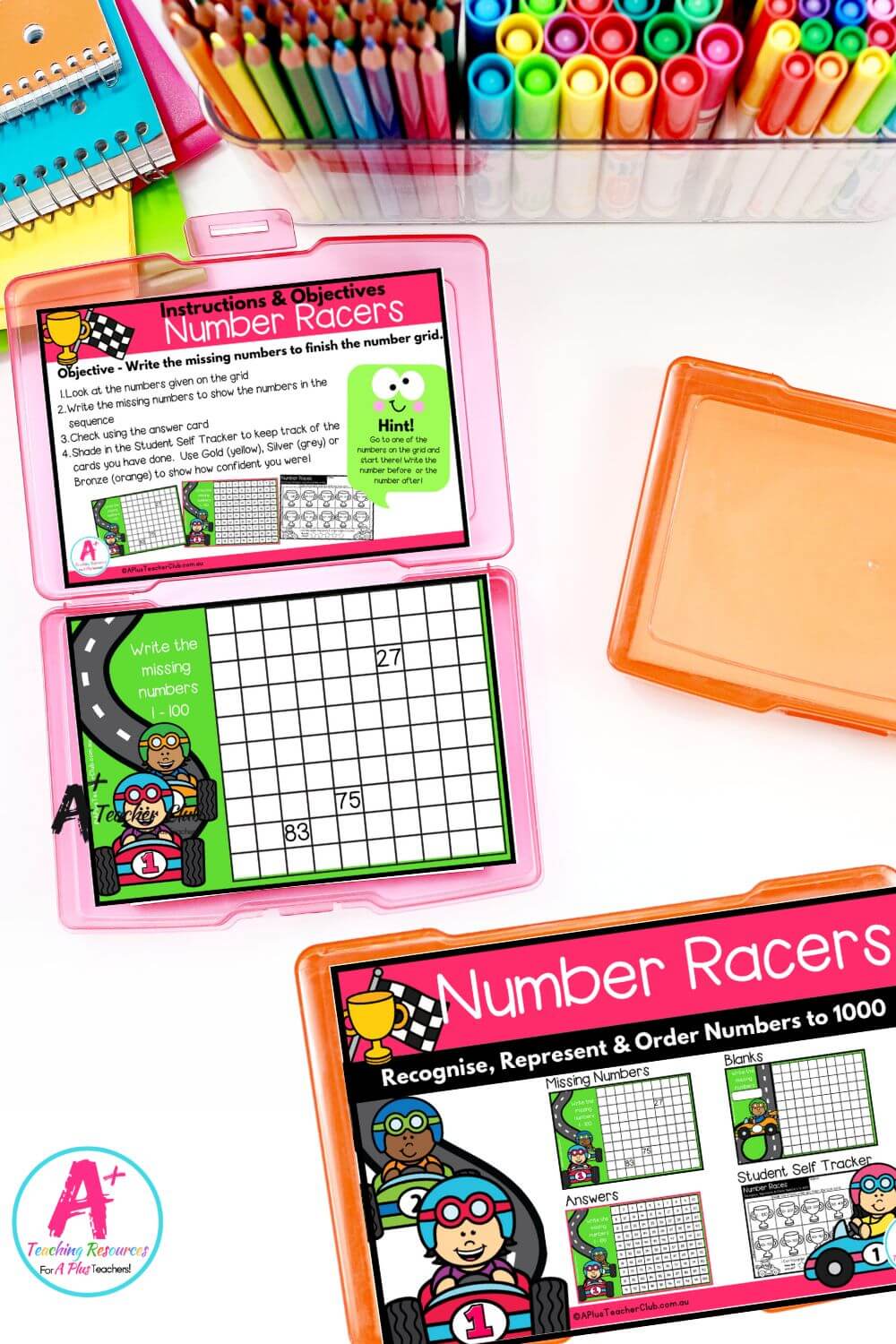 Numbers to 1000 Task Cards Number Racers Set 1