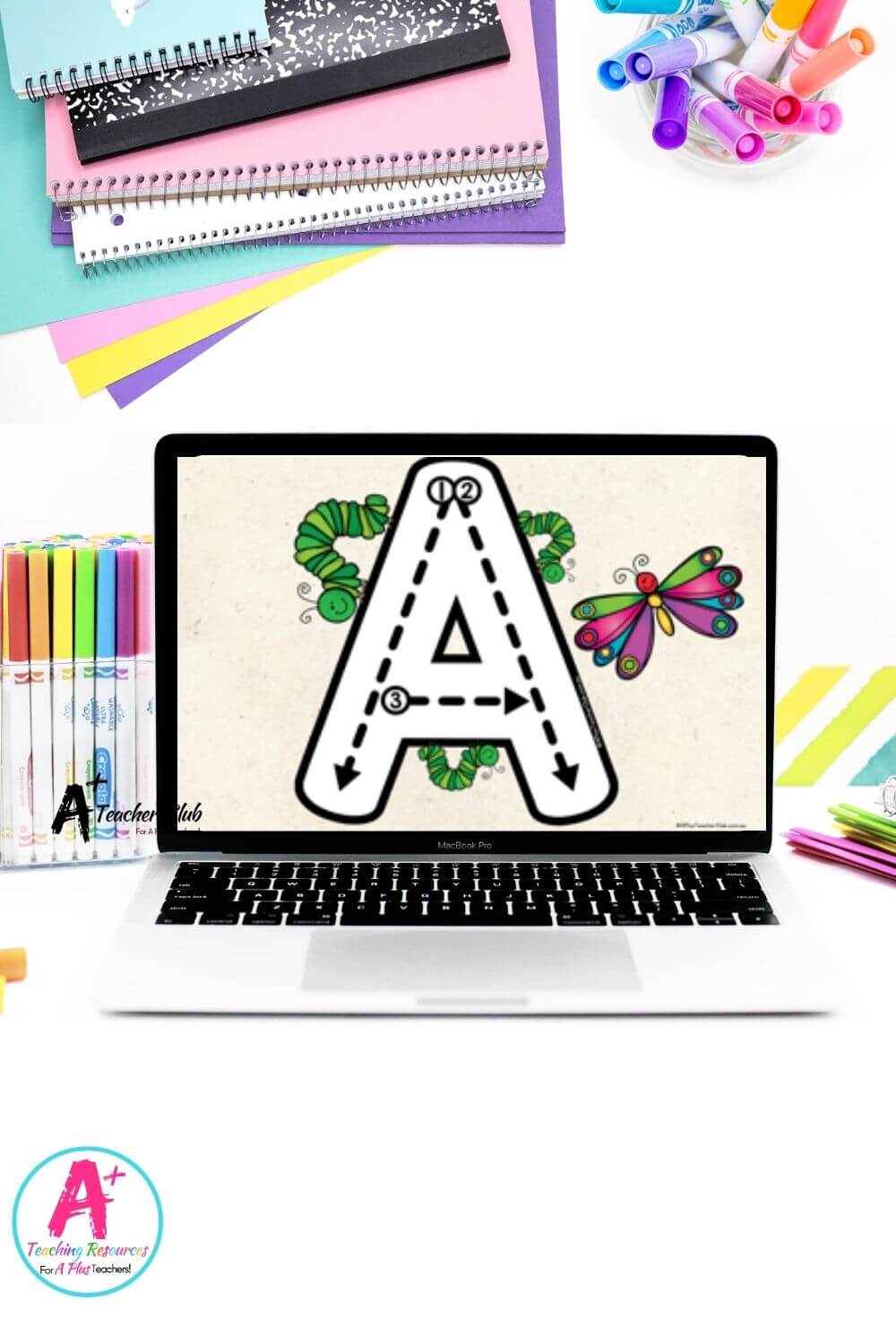 Digital Tracing Uppercase Letters - Caterpillars