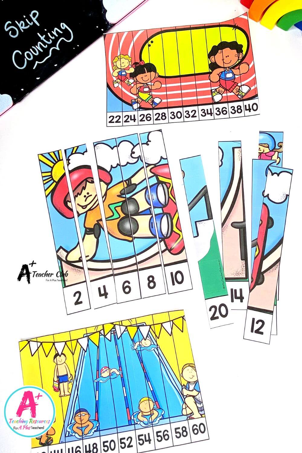 Skip Counting By 2 Sport Strip Puzzles