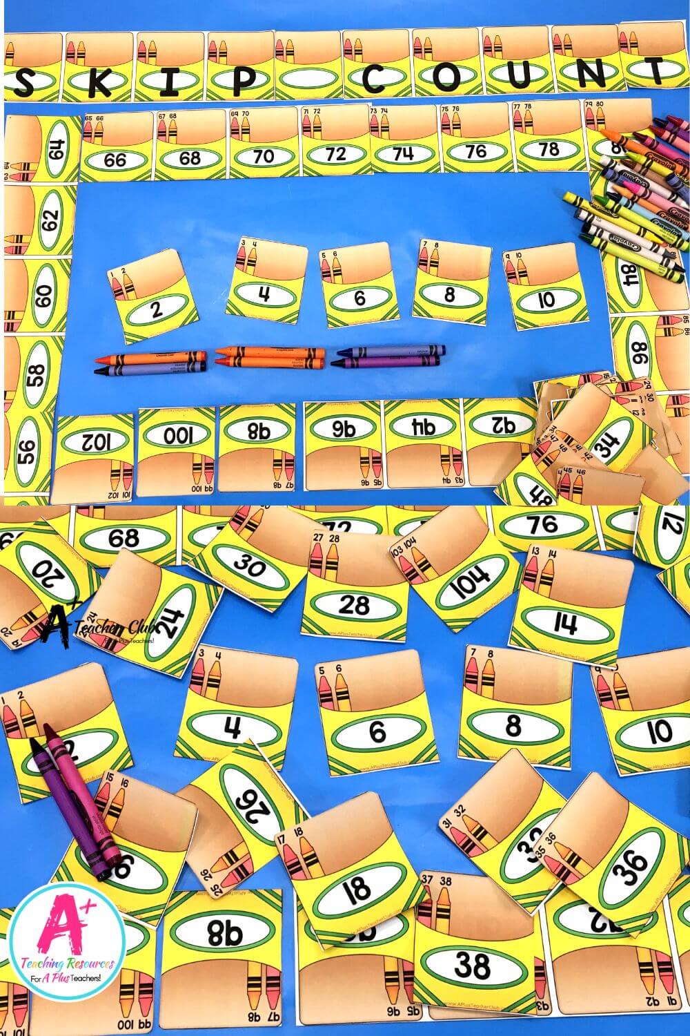 Skip Counting By 2 Number Cards & Display Crayons