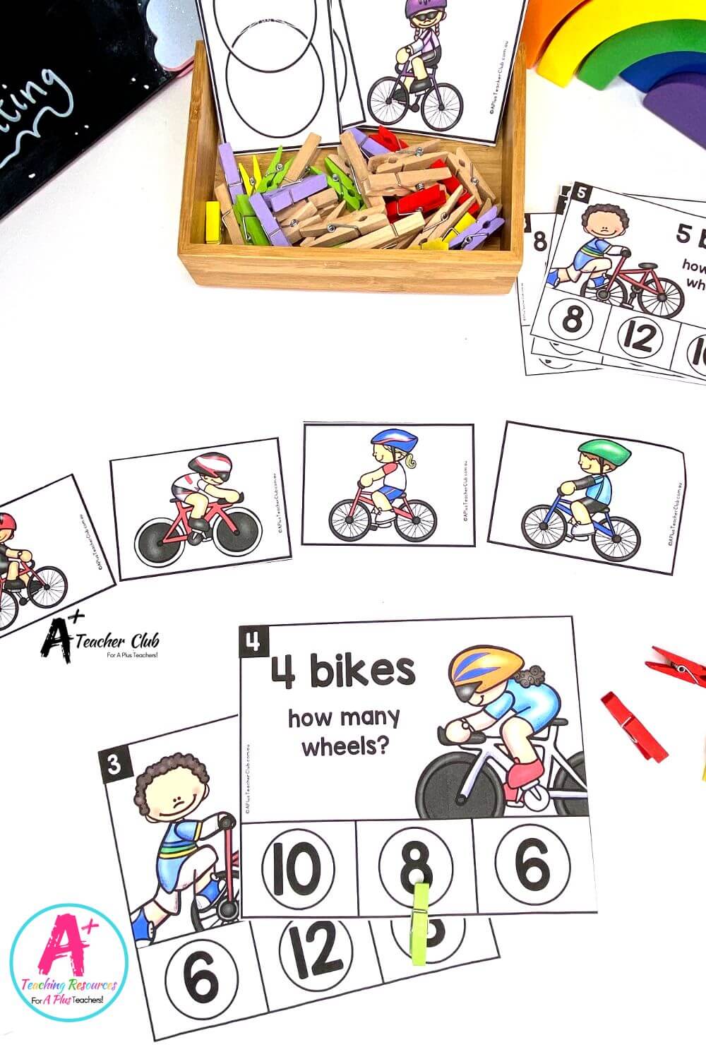 Skip Counting By 2 Bikes & Wheels Task Cards