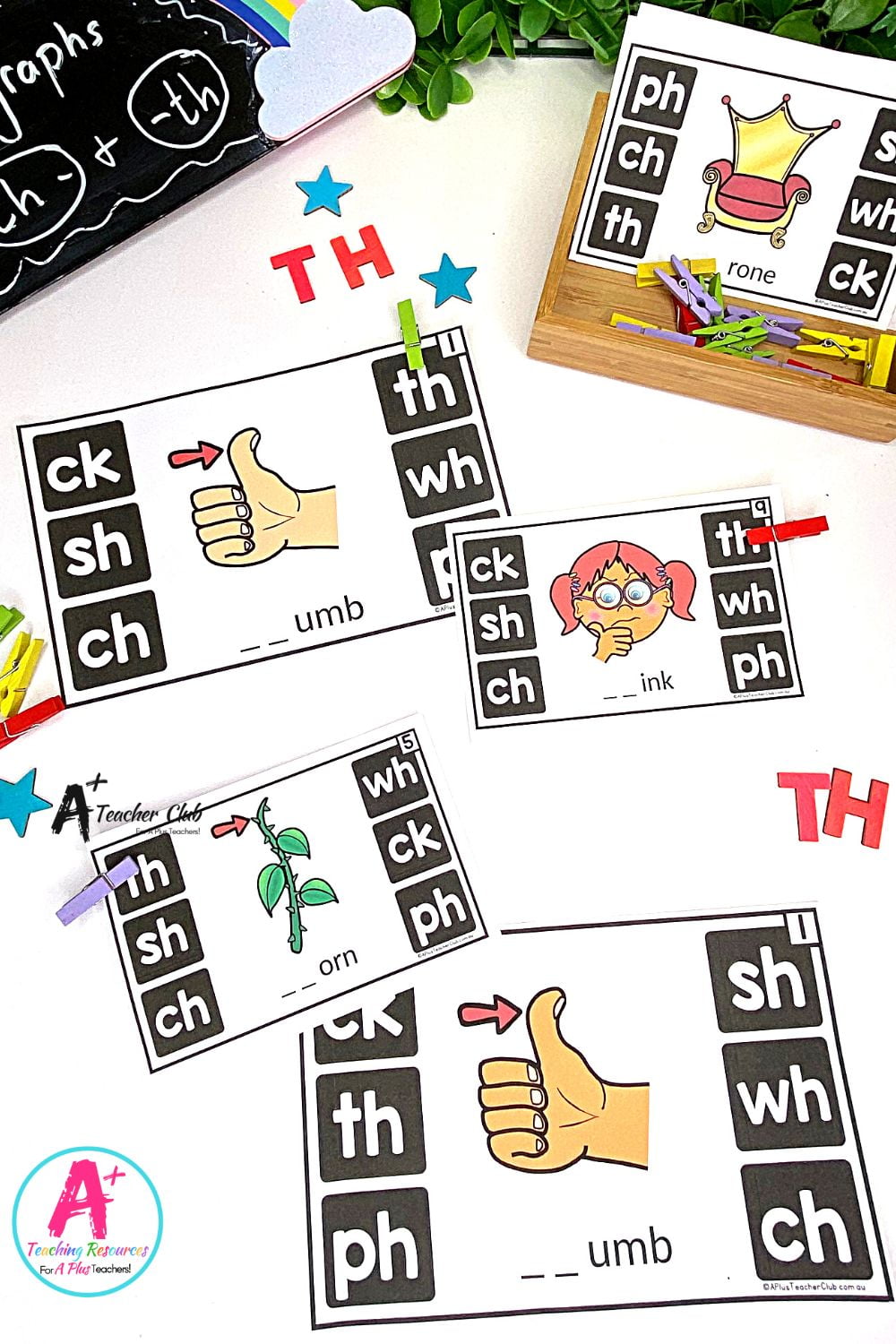 Initial th Digraph Activities Clip Cards