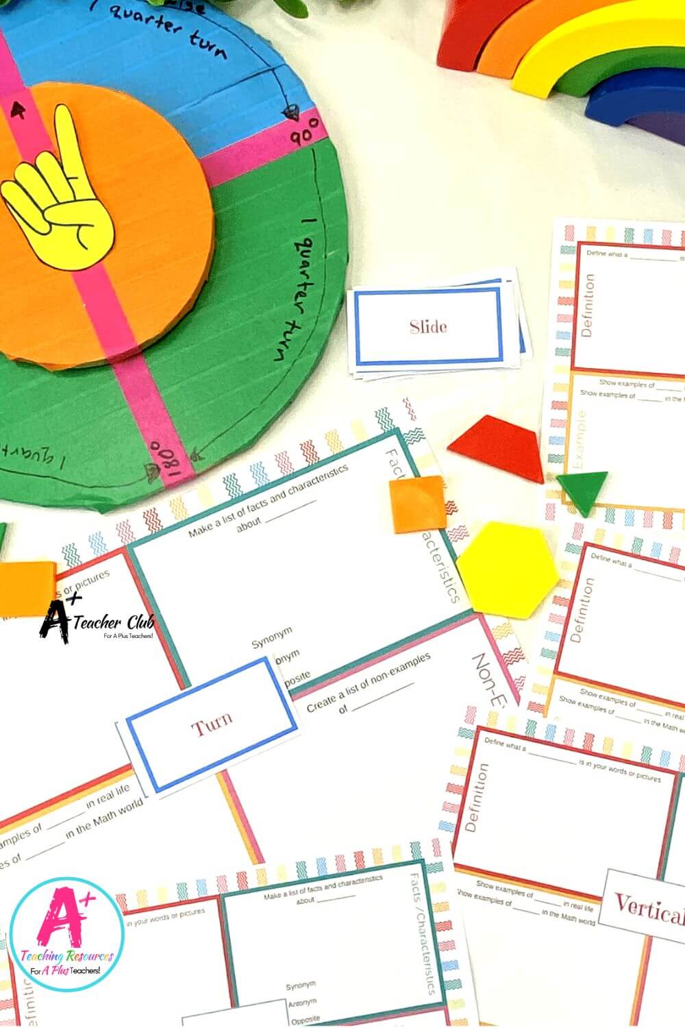 Transforming 2D Shapes Vocabulary Thinkboards