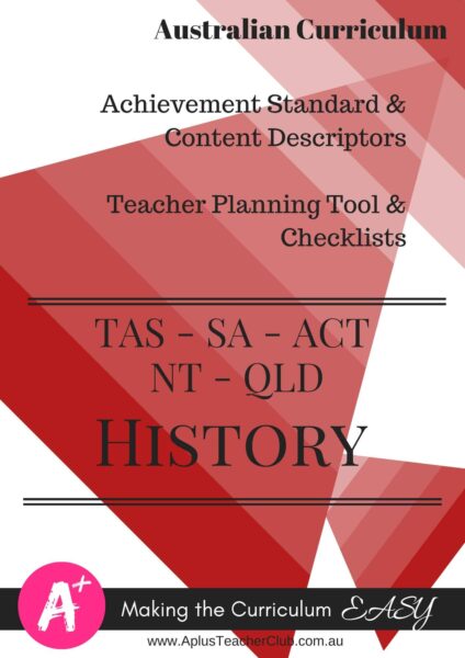 Year 5 Teacher Checklists Kit ACV8.4 - Editable - HISTORY - TAS, SA, NT, ACT, QLD