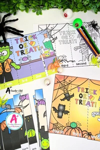 Halloween Ordinal Numbers Strip Puzzles