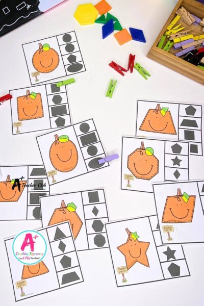 Halloween 2D Shapes Clip Cards - Matching Shapes