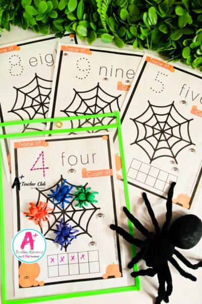 Halloween Spider Web Playdough Mats 0-20