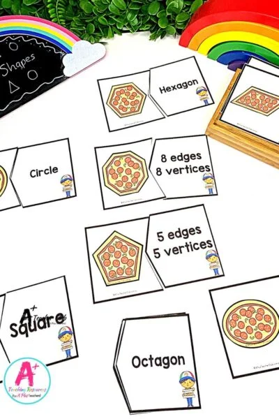 2D Shapes Puzzles - Edges & Vertices - Pizza