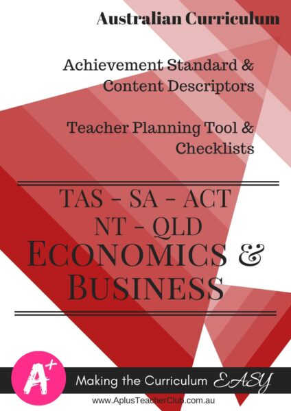 Year 5 Teacher Checklists Kit ACV8.4 - Editable - ECONOMICS & BUSINESS - TAS, SA, NT, ACT, QLD