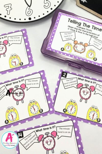 Telling Time Task Cards Set 1 - Matching O Clock Times Words To Images