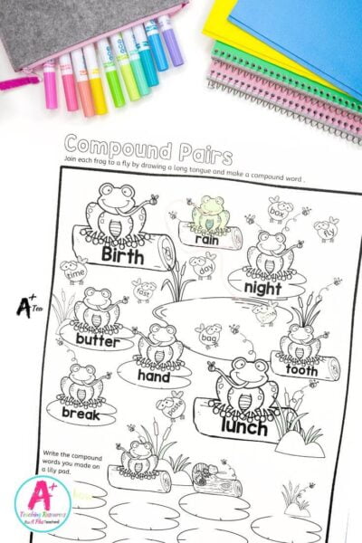 Compound Words Worksheets - Frogs and Flies