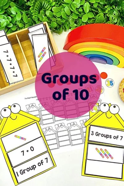 Equal Groups Multiplication - Silly House Puzzles (Groups of 10)