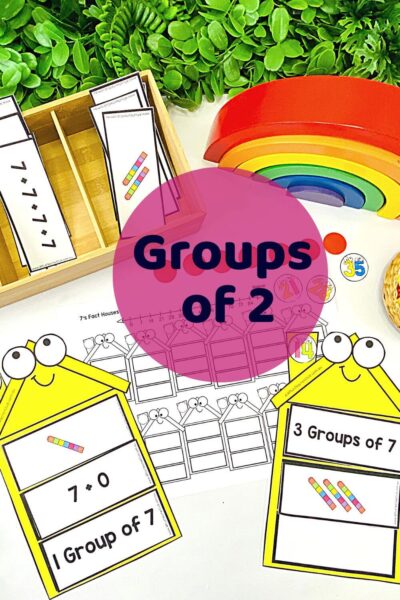 Equal Groups Multiplication - Silly House Puzzles (Groups of 2)