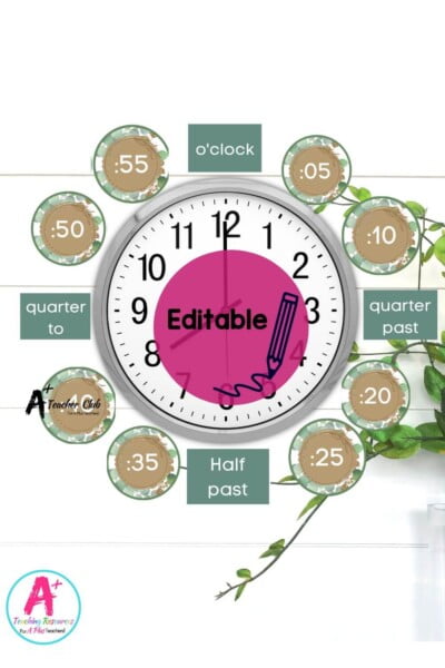 Eucalyptus Decor Maths Clock Editable