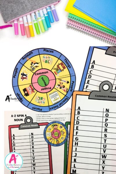 Parts Of Speech - Sorting Activity - Spin & Write Nouns A-Z