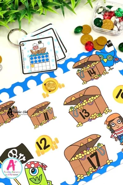 Number Sense 0-100 Flip & Cover Digits & Number Names - Pirates & Treasure