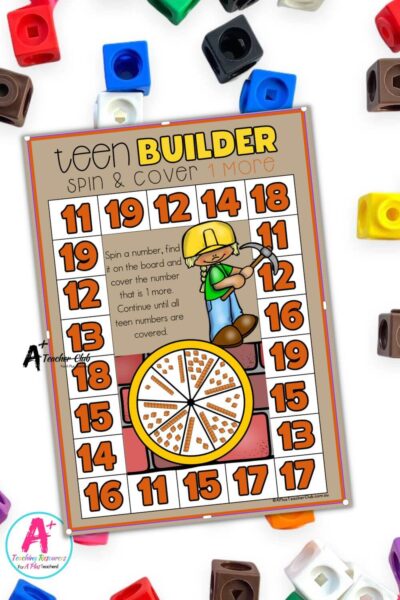 Teen Numbers - Spin & Cover Games - Construction Theme