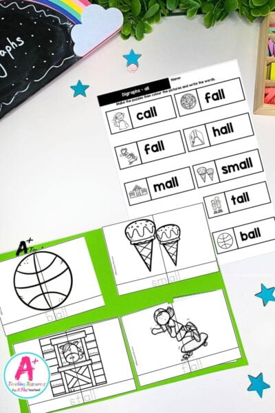 all Vowel Digraph Activities B&W 2 Piece Puzzles