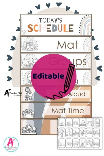 Boho Classroom Decor Daily Schedule (No Clocks) Editable