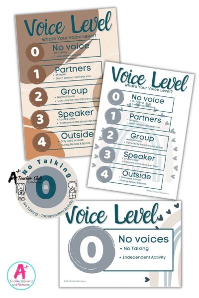 Boho Classroom Decor Voice Levels Posters