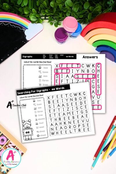 ee Vowel Digraph Activities Word Search