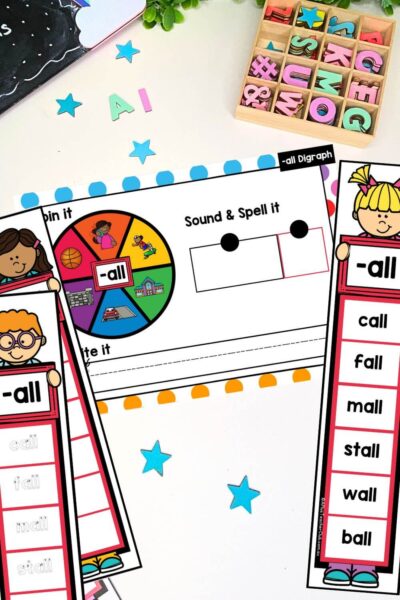 all Vowel Digraph Activities Spin & Spell