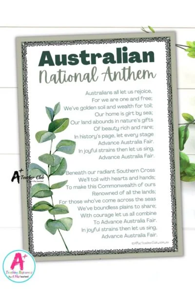 Eucalyptus Classroom Organization National Anthem Posters