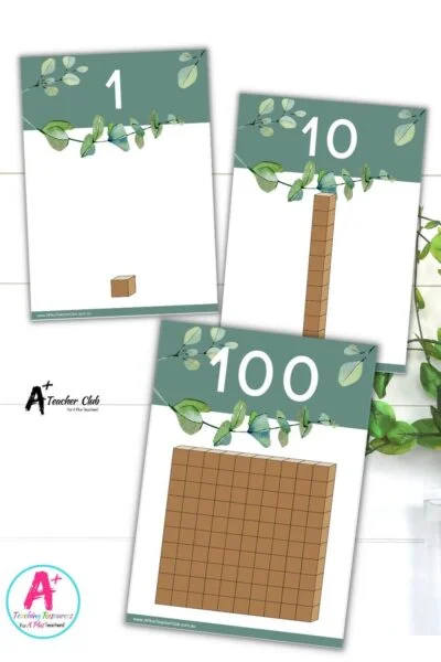 Eucalyptus Decor Maths Base 10 Materials Posters