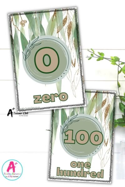Eucalyptus Decor Maths Digits & Words 0-100 Posters