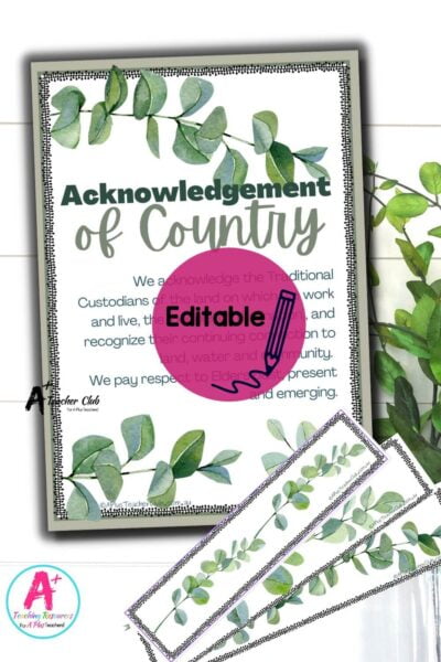 Eucalyptus Classroom Decor Acknowledgement Of Country Poster Editable