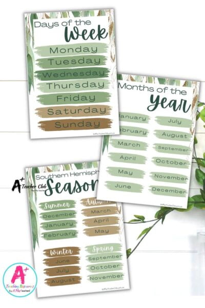 Eucalyptus Decor Maths Days-Months-Seasons