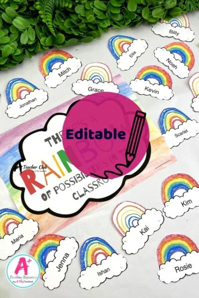 Rainbow Colours Welcome Door Display Editable