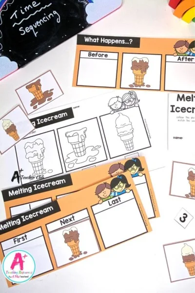 4-Step Sequencing Everyday Events - Icecream Melting