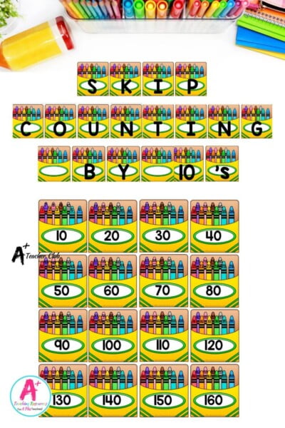 Skip Count By 10 Crayons Display