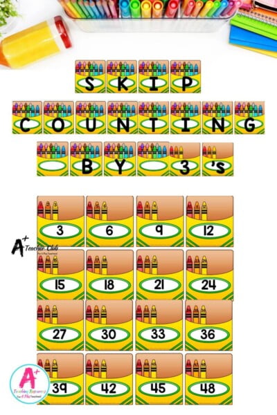 Skip Count By 3 Crayons Display