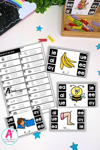 ee Vowel Digraph Activities Clip Cards