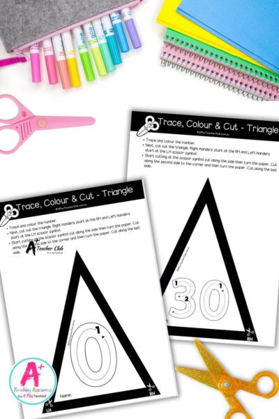 Fine Motor- Cutting Skills - Numbers 1-20 - Shapes - Triangle - DIGITS