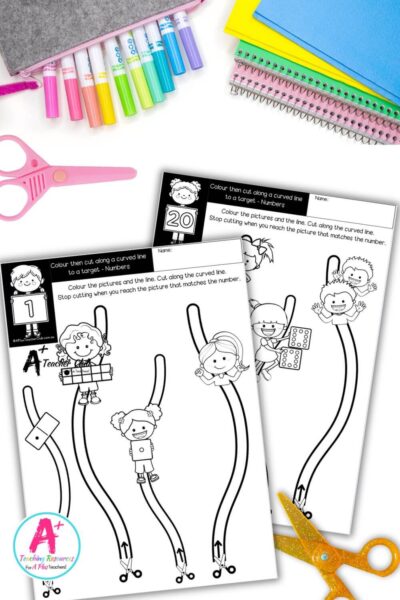 Fine Motor- Cutting Skills - Numbers 1-20 - Curved Line
