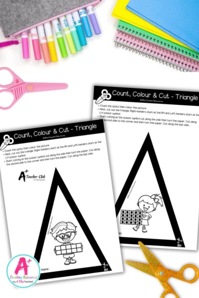 Fine Motor- Cutting Skills - Numbers 1-20 - Shapes - Triangle - TEN FRAME