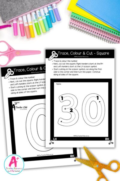 Fine Motor- Cutting Skills - Numbers 1-20 - Shapes - Square - DIGITS