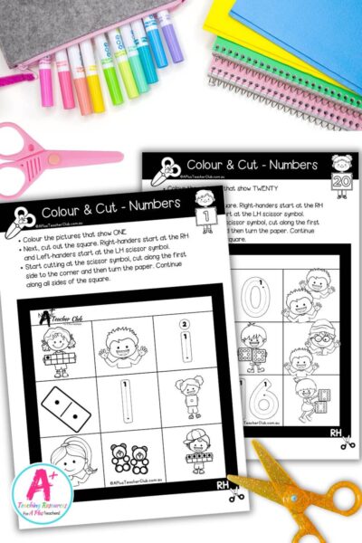 Fine Motor- Cutting Skills - Numbers 1-20 - Shapes - Square