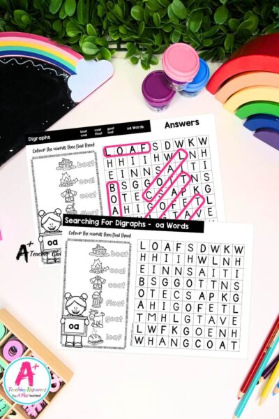 oa Vowel Digraph Activities Word Search