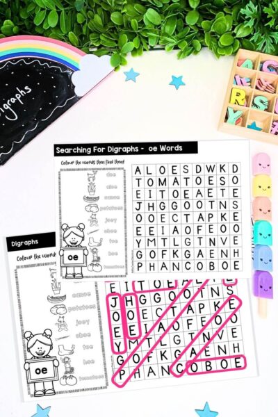 oe Vowel Digraph Activities Word Search